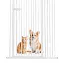 Lumizone Extra Tall Cat Gate 55.12" High Pressure Mounted Extra Wide 2025 New (17 Sizes) 1.37" Gap No Drilling Auto-Close One-Handed Operation Tall Pet Gate for Dogs(White, 55.12" H x 38.39"-42.51" W)