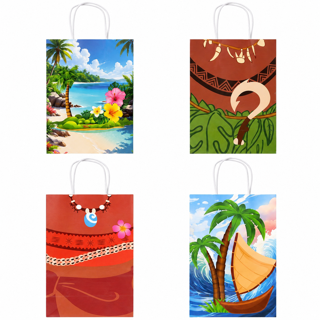 16 Pack Ocean Girl Gift Goodie Treat Candy Bags Party Paper Gift Bags with Handles for Ocean Girl Themed Birthday Party Supplies Decorations Birthday Occasion Gift Bags