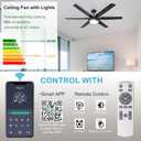 Ohniyou Ceiling Fans with Lights, 56'' Black Ceiling Fan Remote/APP Control, Dimmable, Quiet DC Motor Indoor/Outdoor Ceiling Fan for Living Room, Patios