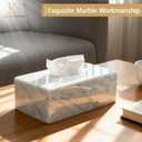 Natural Marble Tissue Box Cover, Carrara White Tissue Organizer 10 x 5.7 x 3.5 inch, Heavy Stone Decorative Box, Rectangle Tissue Box Holder for Home Decor, Kitchen, Bathroom, Bedroom