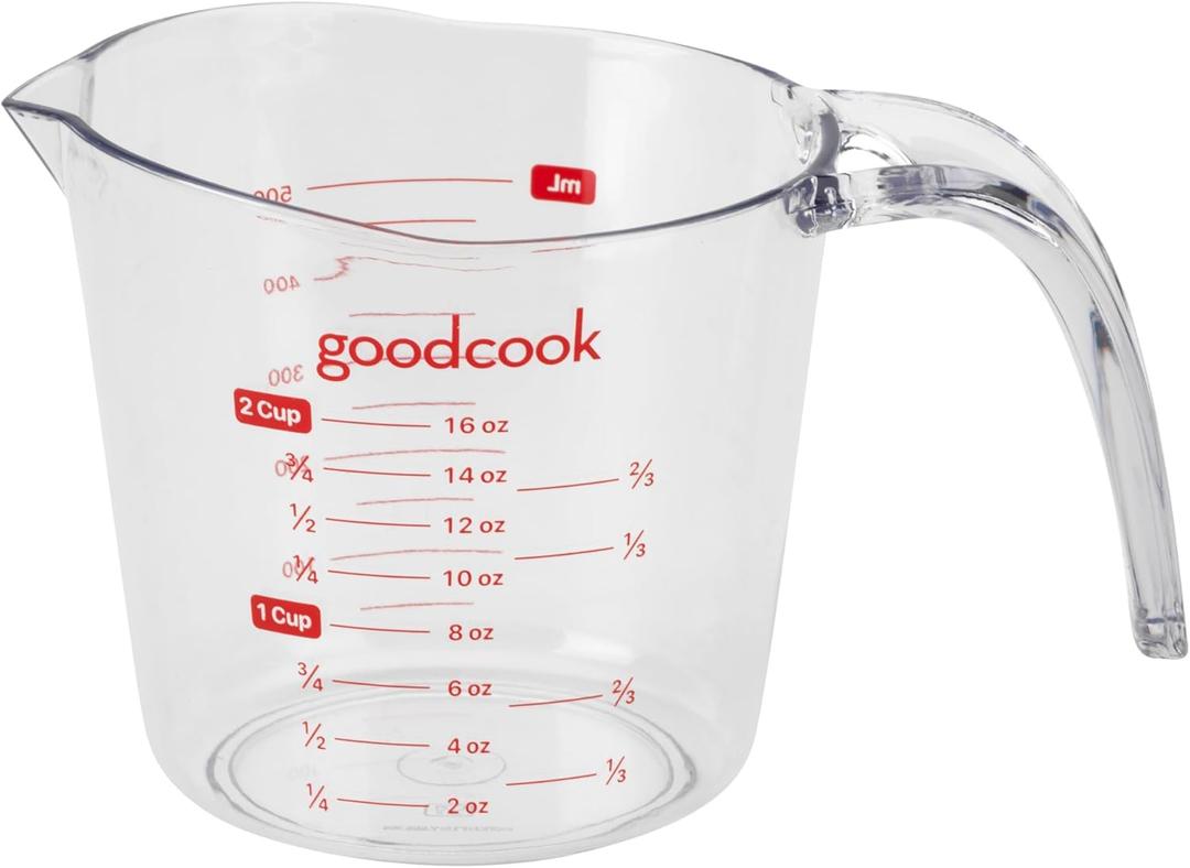 BRADSHAW INTERNATIONAL 19864 2Cup Plastic Measuring Cup (Clear & Red)