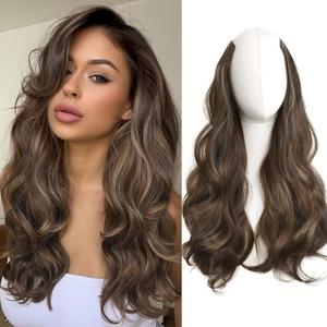 FAVE Clip in Hair Extensions V-Shaped Hair Extension Sandy Brown Highlight Wavy Hair Extensions Soft Extensions for Women Synthetic 20 Inches Clip in Extensions for Daily Use FAVE Clip in Hair Extensions V-Shaped Hair Extension Sandy Brown Highlight Wavy Hair Extensions Soft Extensions for Women Synthetic 20 Inches Clip in Extensions for Daily Use
