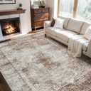 Brown Large 9x12 Area Rugs for Living Room Rug Bedroom Rug-Carpet Washable Distressed Neutral Vintage Dining Room Rugs for Under Table Soft Comfortable Non Slip