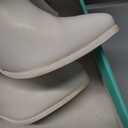 Ankis Knee High Boots for Women Squared Toe Chunky High Heel with Side Zipper Long Boots (9, White Pu)