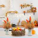 4 Pcs Fall Table Centerpieces, Artificial Fall Flowers with Vase Fake Fall Orange Plants for Thanksgiving Autumn Halloween Party Dining Room Kitchen Home Office Decor