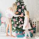 2 x Geelin 8 Pcs Candy Cane Christmas Tree Decorations Lollipop Ornaments Xmas Tree Peppermint Hanging Decor Plastic Pink Candy Handcrafted Ornaments for Home Office Holiday Decoration Party Favors