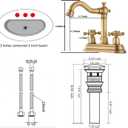 Bathroom Faucet Antique Brass GGStudy 2 Handles 4 Inches Centerset Bathroom Vanity with Drain Assembly and Supply Hose Lavatory Faucet Mixer Double Handle Tap