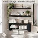 QEEIG Bathroom Long Wall Shelf Floating Shelves (Black, Set of 3, 31.5")