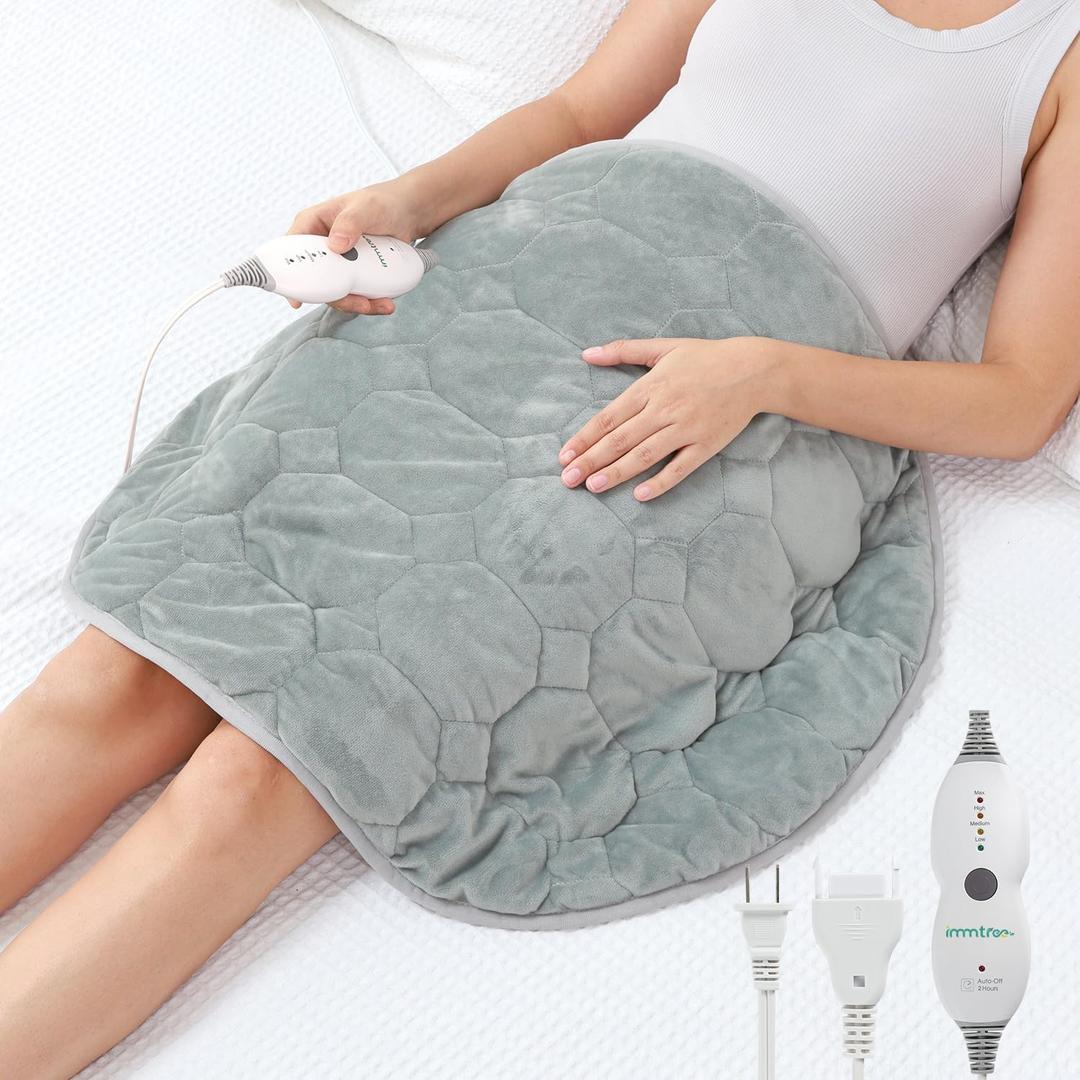 Immtree Weighted Heating Pad for Deeper Pain Relief, 7lbs XXXL Size(29x24) with Fast Heat Technology, Heated Blankets for Adults, Relief for Back and Shoulder and Knee (Grey)