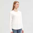 netdraw Women's Lightweight Bamboo Viscose T-Shirt Buttery Soft Curved Hem Long Sleeve Sleep Lounge Pajama Tops (White, S)
