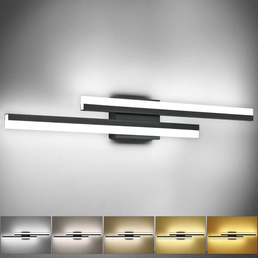 PRESDE 32 Inch LED Vanity Light Black Bathroom Light Fixtures Over Mirror Modern Bath Lighting Bar 5CCT