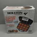 Holstein Housewares Non-Stick 12-Count Electric Cupcake Maker Machine, Bakes 12 Full Size Cupcakes, Muffins, Pizza Cups and Cinnamon Buns, Built-In Safety Lock, Vertical Storage, Black