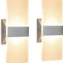 ChangM Modern Wall Sconce 12W, Set of 2 LED Wall Lamp Warm White, Acrylic Material Hardwired Wall Mounted Wall Lights