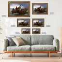 George Washington Crossing The Delaware Poster Revolutionary War Posters Retro Classical History Wall Art Canvas Print Decor for Classroom Office Bedroom Living Room Decoration 16x24inch Golden frame