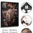 Black Framed Graffiti Wall Art Football Prints Teen Boys Room Wall Decor Colorful Football Inspirational Posters Sport Themed Wall Art for Athletic Trendy Spaces