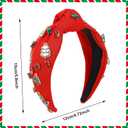 Christmas Headband for Women Xmas Tree Bow Knotted Hairband Red Rhinestone Crystal Jeweled Wide Top Knot Head Band for Christmas Holiday Hair Accessories Costume Party Decorations Outfits Gifts (1 Count (Pack of 1))
