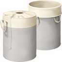 Simple Houseware 74L Collapsible Laundry Hamper, Round Cotton Basket with Drawstring Closure and Handles, 2 Pack, Gray