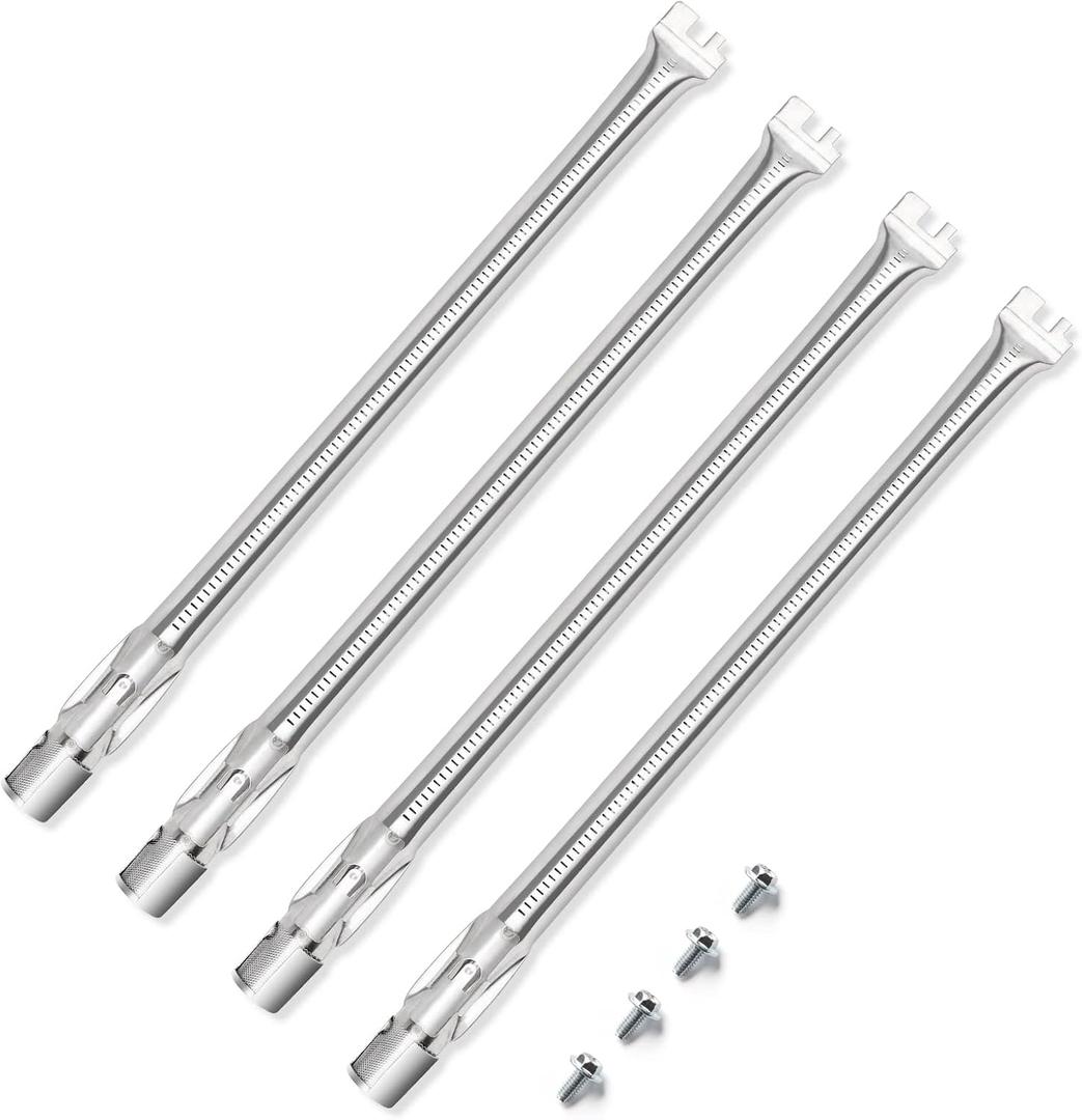 QuliMetal Grill Parts for Weber Genesis 330, Grill Burners for Weber Genesis E330 E320 E310 S310 S320 S330 Gas Grills with Front Control Knob, 304 Stainless Steel 62752 Replacement, 4-Pack