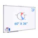 White Board Dry Erase 60x36, Maxtek Large Magnetic Whiteboard Wall Mounted | 5'x3' Foldable Aluminum Presentation Wall-Mounted Marker Board with a Long Pen Tray for School, Classroom, Office, and Home