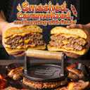 Smash Burger Press 6.5,Cast Iron Flat Round Edge Grill/Bacon/Meat/Hamburger/Chef Press with Wood Handle,1.74lb hamburger press patty maker for Griddles,Nonstick burger smasher for griddle accessories