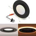 POWERASIA 1 Pack Black 5/6 Inch LED Can Lights with Night Light, 5CCT Retrofit Recessed Lighting Selectable 2700K-6000K Dimmable, 12W=75W, 1200LM Downlight with Metal Smooth Trim-ETL and Energy Star