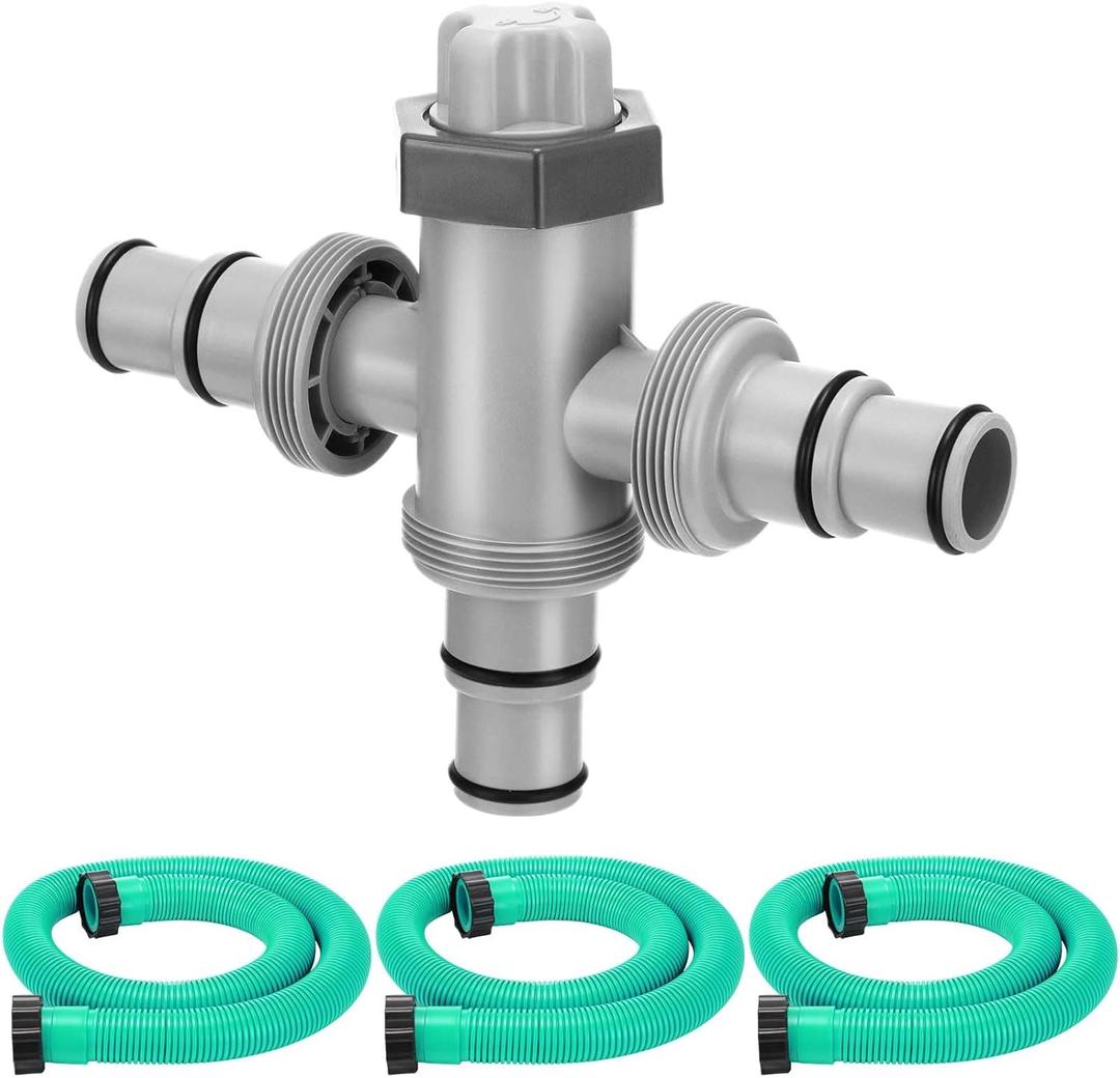 Dual Split Swimming Pool Hose Plunger Valve, 2 in 1 Hose Plunger Valve with 1.5" Diameter Pool Pump Replacement Hose for Above Ground Swimming Filter Pump(Green)