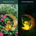 Vuees Solar Garden Statues Outdoor Decor, Fairy Moon Figurine Light Stake, Housewarming Ornament for Patio, Lawn, Yard, Pathway - Unique Gift Ideas for Gardening Mom Grandma