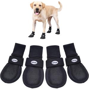 Dog Shoes for Medium to Large Dogs, Breathable Boots for Summer Hot Pavement, Non-Slip Paw Protectors for Outdoor & Hardwood Floors, Blac