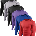 5,6 Pack Men's Compression Shirts Long Sleeve Rash Guard Workout Undershirt Base Layer Athletic Shirt L