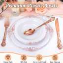 100PCS Rose Gold Plastic Bowls - 12 oz Disposable Salad Bowls - Heavy Duty Disposable Soup Bowl - Fancy Plastic Ice Cream Bowl for Weddings Parties Catering Picnics