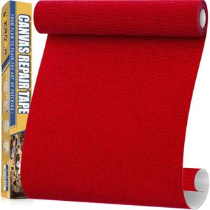 Xroam Canvas Repair Tape, 3.2 x 63 Inch Waterproof Heavy Duty Fabric Tape for Furniture, Self Adhesive Canvas Repair Patches for Boat Covers, Sofas, Tents, Louge Chairs, Canopy, Awning Red Xroam Canvas Repair Tape, 3.2 x 63 Inch Waterproof Heavy Duty Fabric Tape for Furniture, Self Adhesive Canvas Repair Patches for Boat Covers, Sofas, Tents, Louge Chairs, Canopy, Awning Red
