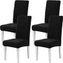 Black Chair Covers for Dining Room Set of 4 Pack Slipcovers High Back Chairs Cover Stretch Slipcover