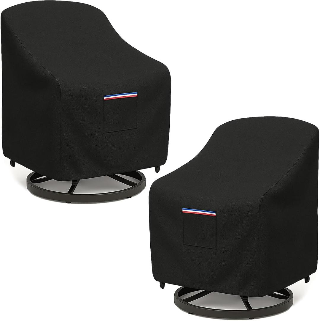 Outdoor Patio Chair Covers Waterproof, 30W x 34D x 38.5H inches Weather Resistant Patio Furniture Cover All-Weather Protection Heavy Duty 600D 2-Pack Black