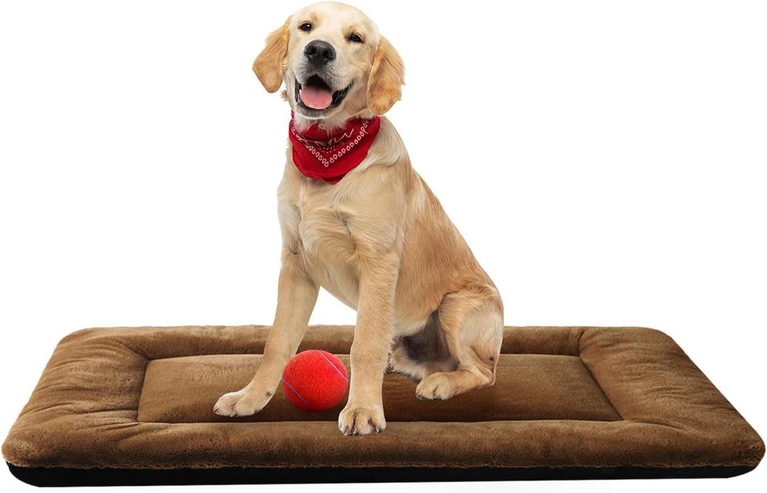 Dog Beds Crate Pad for Medium/Large Dogs Ultra Soft Dog Crate Bed Washable & Anti-Slip Kennel Pad for Dogs Cozy Sleeping Mat, Brown 36inch (36.0"L x 23.0"W x 1.0"Th)
