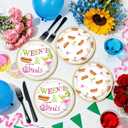 50Pcs Weenies and Tinis Party Supplies 9" Large Bachelorette Martini Theme Paper Plates Disposable Green Pink Platter for Hot Dog Bar Bachelorette Party Birthday Dinner Kitchen Party Favors