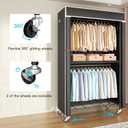 FUTASSI Clothing Rack with Cover, P1C Rolling Closets with Wheels, Metal Garment Rack for Hanging Clothes, Clothing Storage Wardrobe with Cover, 36.2" W x 16.5" D x 80.5" H, Black, Load 450 Pounds