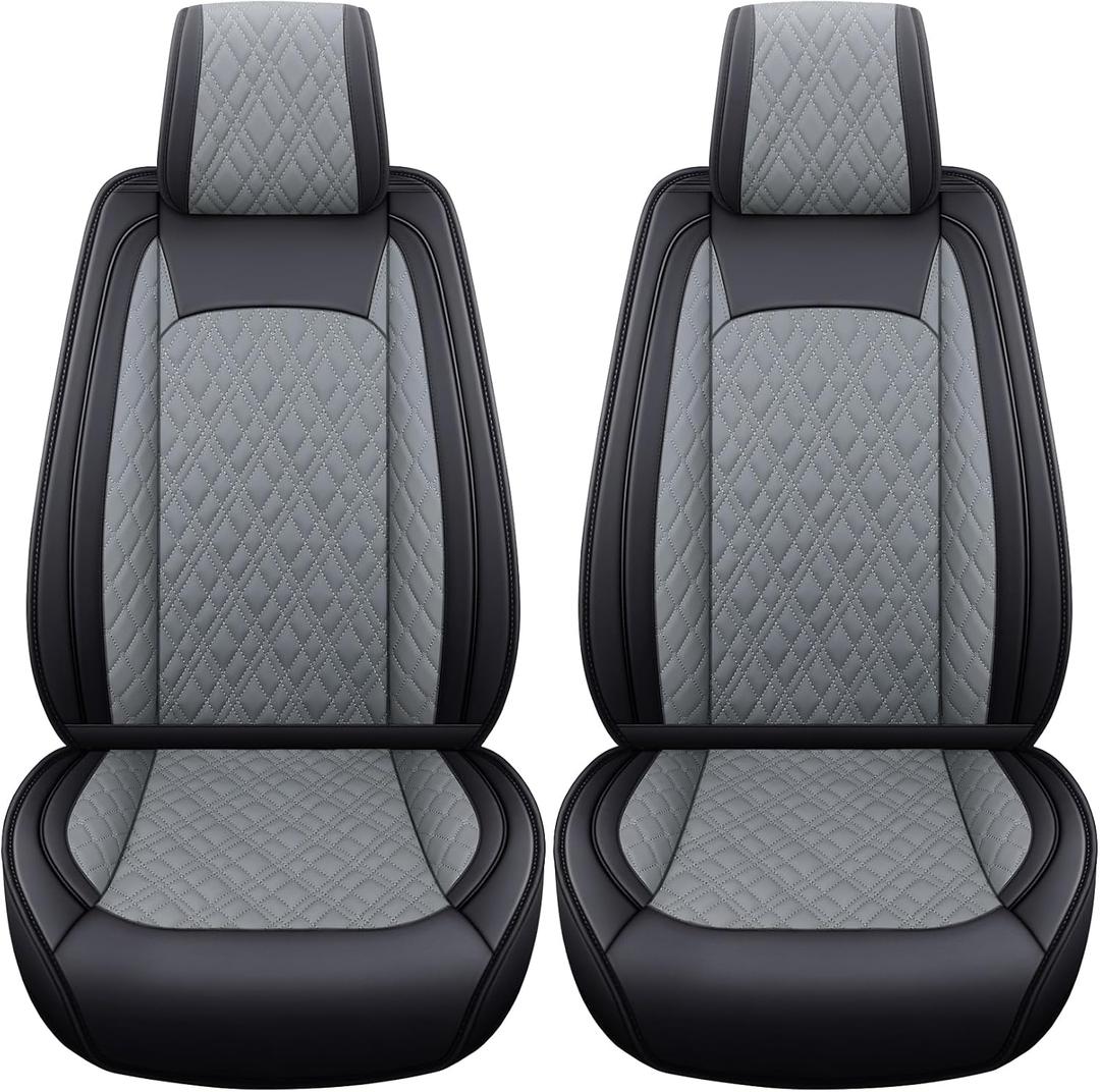 YIERTAI Car Seat Covers for Dodge Ram Fit 2009-2026 1500 2010-2026 2500 3500 Classic Bighorn Longhorn Laramie Tradesman Truck Gray Front