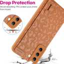 OOK Compatible with Samsung Galaxy S22 Plus Case with Wrist Strap, Leopard Silicone Shockproof Protective Slim Anti-Scratch Cheetah Cover for Women Girls, Brown