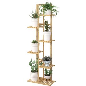 Laiensia Bamboo Plant Stand Rack 6 Tier,Multiple Stand Holder Shelf Rack, Indoor&Outdoor Planter Display Shelves for Patio Garden, Living Room, Corner Balcony and Bedroom,Wood Color