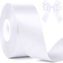 Fullive White Ribbon for Gift Wrapping, 30 Yards White Ribbon 1 1/2 in, Solid Polyester Satin Mothers Day Ribbons for Wedding Valentines Decorations DIY Hair Bows Wrapping Bouquet Floral Arrangements