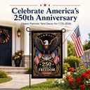 3 x USA 250th Anniversary Garden Flag 12x18 Double Sided - 1776-2026 American Semiquincentennial Decorative Banner, Patriotic Bald Eagle Design, Heavy Duty Burlap Outdoor Yard Decor - F02