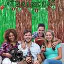 4 x 2Pack Football Party Decoration, Brown Green Foil Curtain Streamer Backdrop, 3.3 x 8.3 Ft