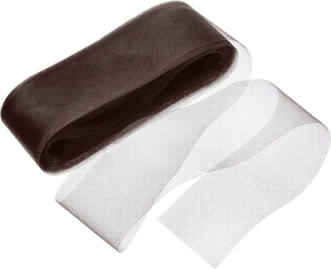 M METERXITY Stiff Horsehair Braid 4 Inch Wide 50 Yards Soft Polyester Horsehair Braid Roll for Wedding Dress/Dance Formal Dress Accessories/Skirt Boning Sewing Shaping [Coffee]