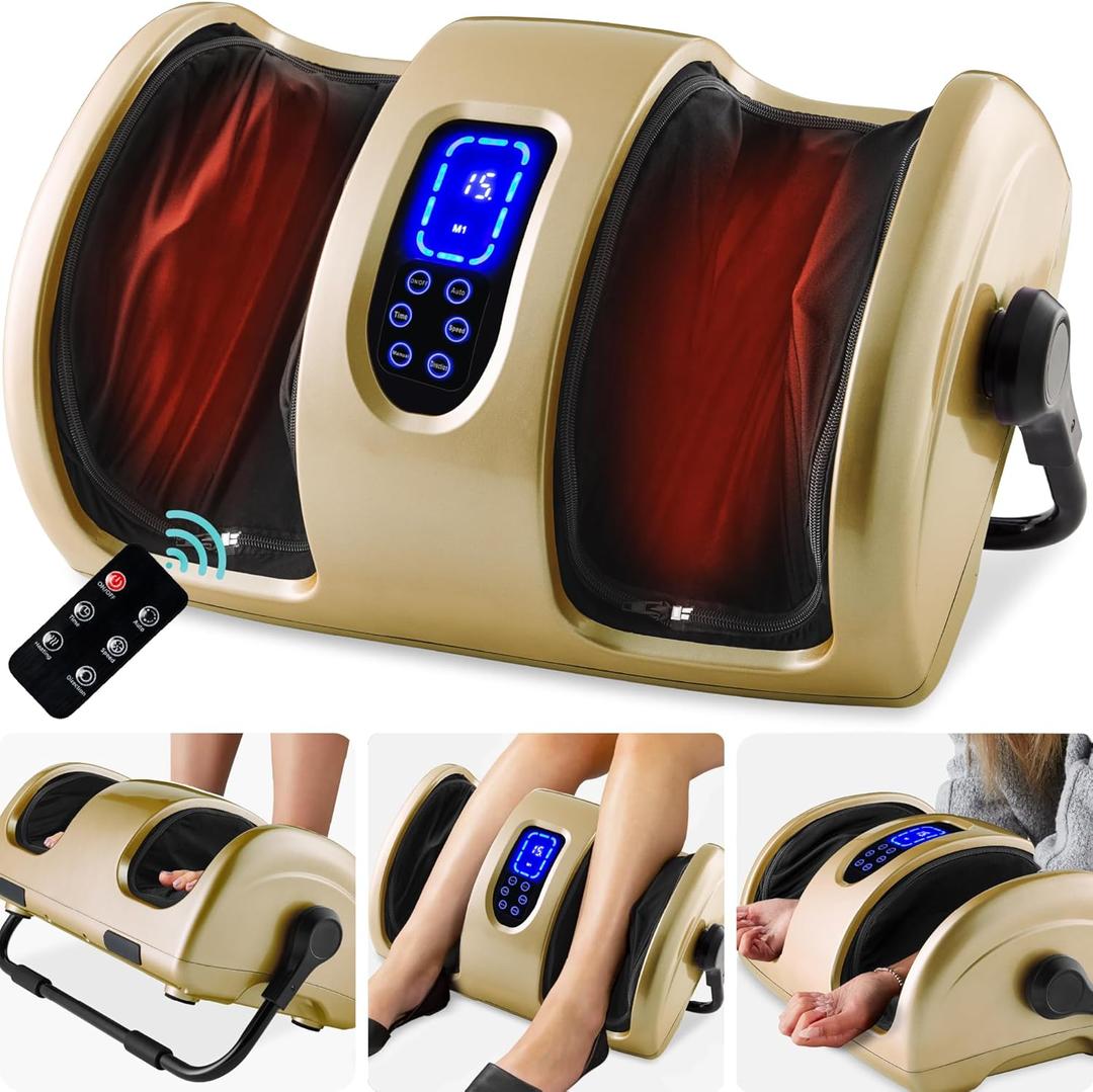 Best Choice Products Heated Shiatsu Foot Massager for Pain Relief, Plantar Fasciitis, Neuropathy, Blood Circulation w/Compact Design - Gold (Standard)
