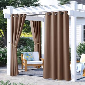 NICETOWN 2 Panels Patio Blackout Outdoor Curtains Waterproof, Thermal Insulated Stainless Steel Rustproof Grommet Indoor Outdoor Curtains & Drapes for Yard/Gazebo, Tan, W52 by L72 NICETOWN 2 Panels Patio Blackout Outdoor Curtains Waterproof, Thermal Insulated Stainless Steel Rustproof Grommet Indoor Outdoor Curtains & Drapes for Yard/Gazebo, Tan, W52 by L72
