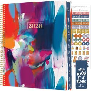 bloom daily planners 2026 Planner (January to December) - 8.5 x 11 Weekly & Monthly Dated Agenda Organizer Book with Stickers & Tabs - Flexible Soft Cover - Brilliant Brushstrokes