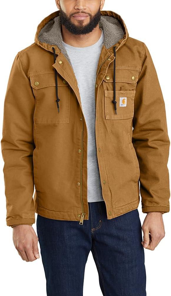 Carhartt Men's Relaxed Fit Washed Duck Sherpa-Lined Utility Jacket (4X-Large Tall)