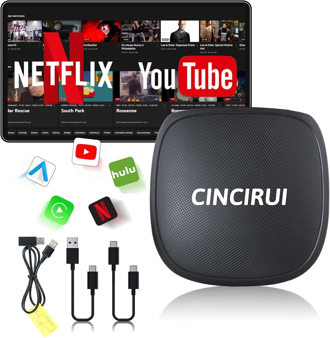 Magic Box 3.0 Built in YouTube Netflix, 2025 Upgraded 4 in 1 Wireless CarPlay Adapter, Netflix Carplay Adapter Android Ai Stream Box for Cars with OEM Wired CarPlay (Dark Black)