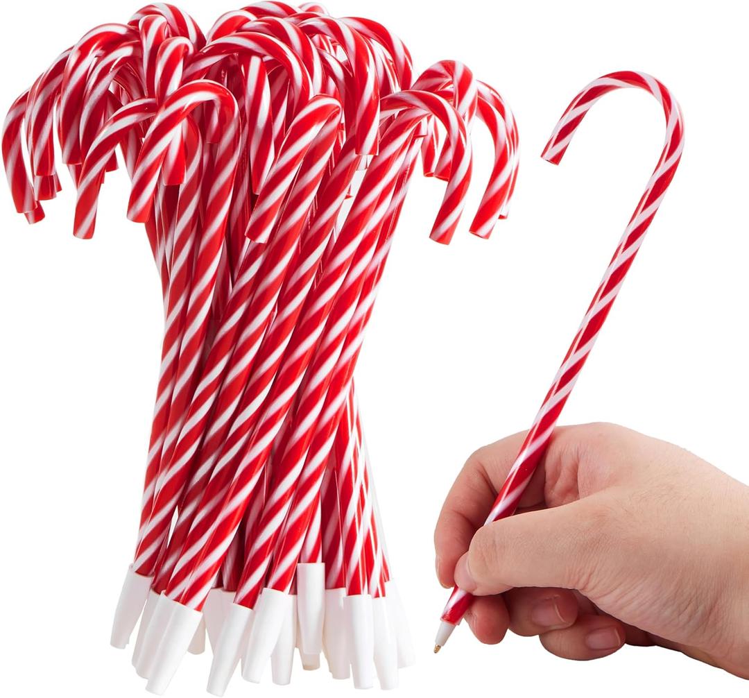 JOYIN 48 Pcs Christmas Candy Cane Ball Point Pens Snowman Umbrella Pens for Xmas Holiday Stationery Supplies Party Gift