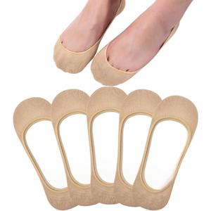Toes Home No Show Socks Womens, Ultra Low Cut Liners Non Slip Footies for Flats Hidden Invisible Boat Summer 3 to 8 Pairs (9-11, 5 Pairs (Nude))